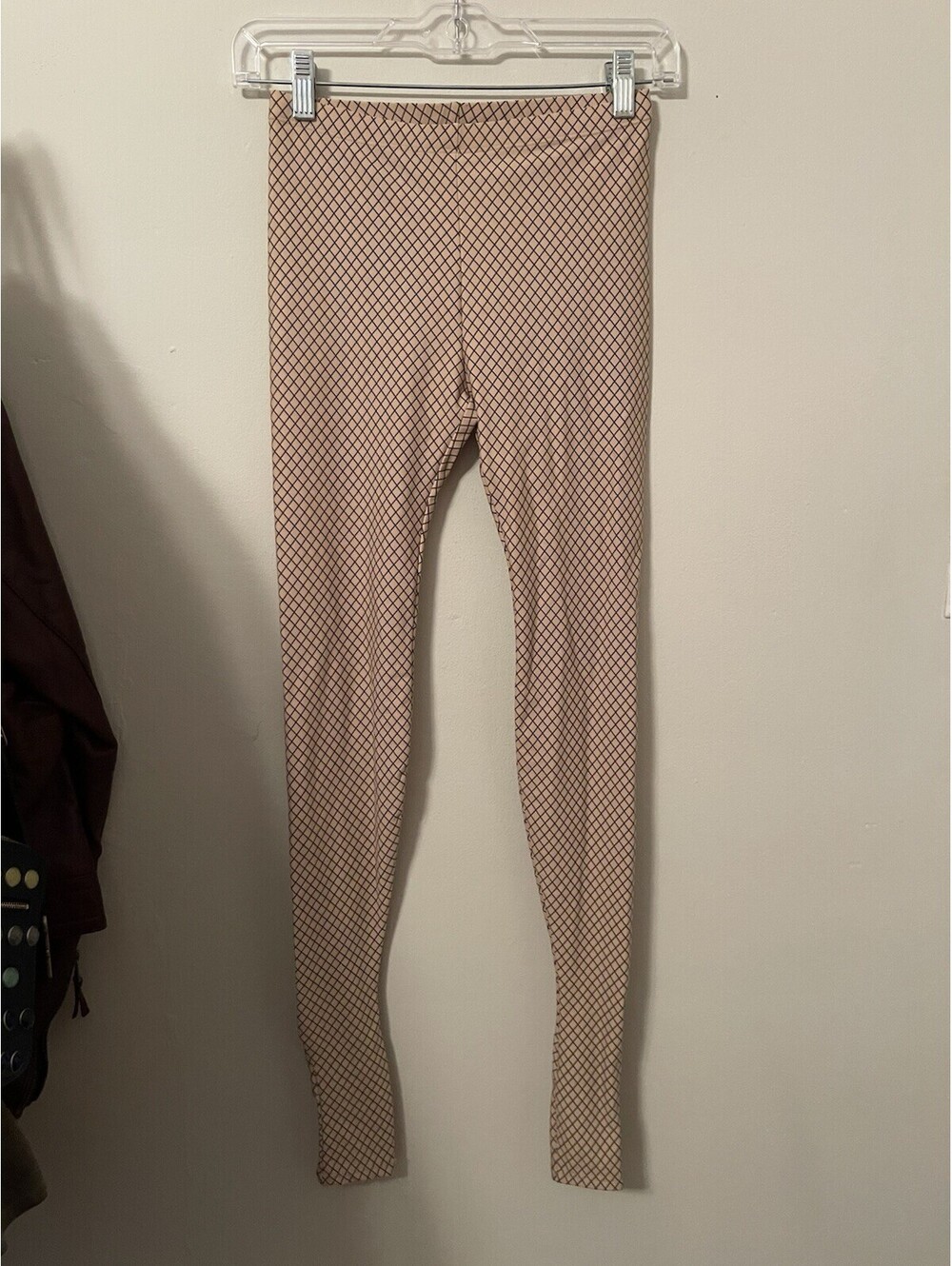 Maison Martin Margiela X H&M Fishnet Print Leggings Size 2 Beige Diamond